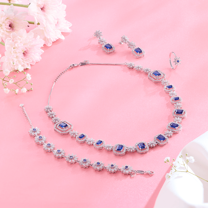 Garden of Twilight Blue Stone Bridal Jewellery Set - HS925