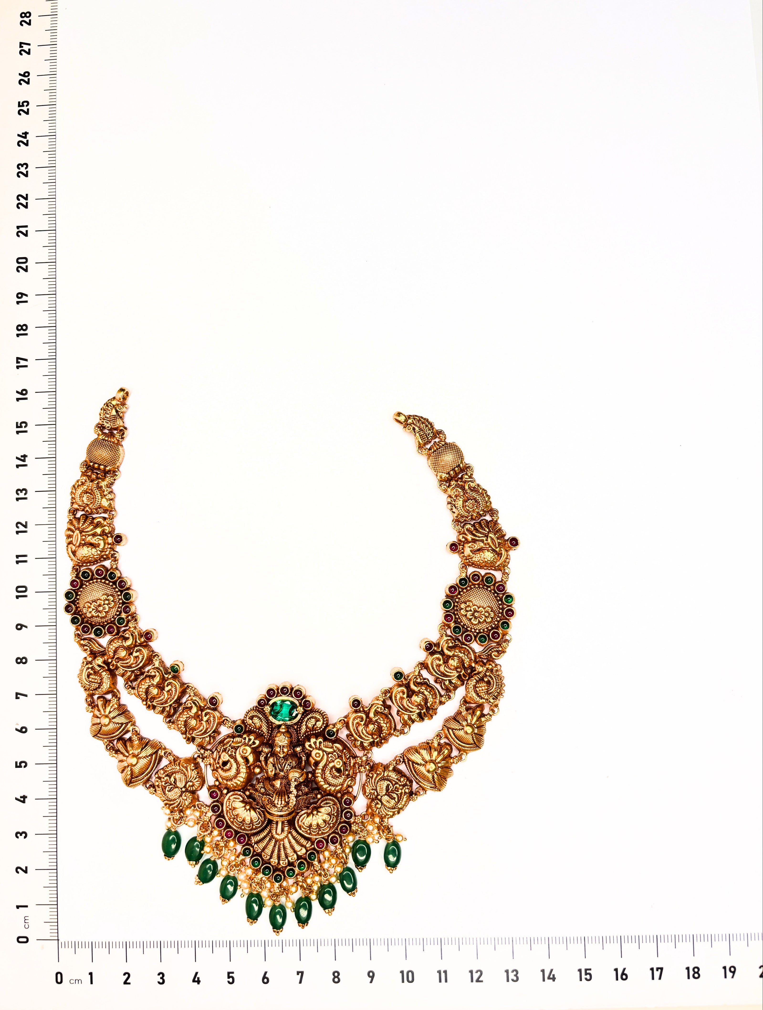 Dhanalakshmi Green Short Necklace
