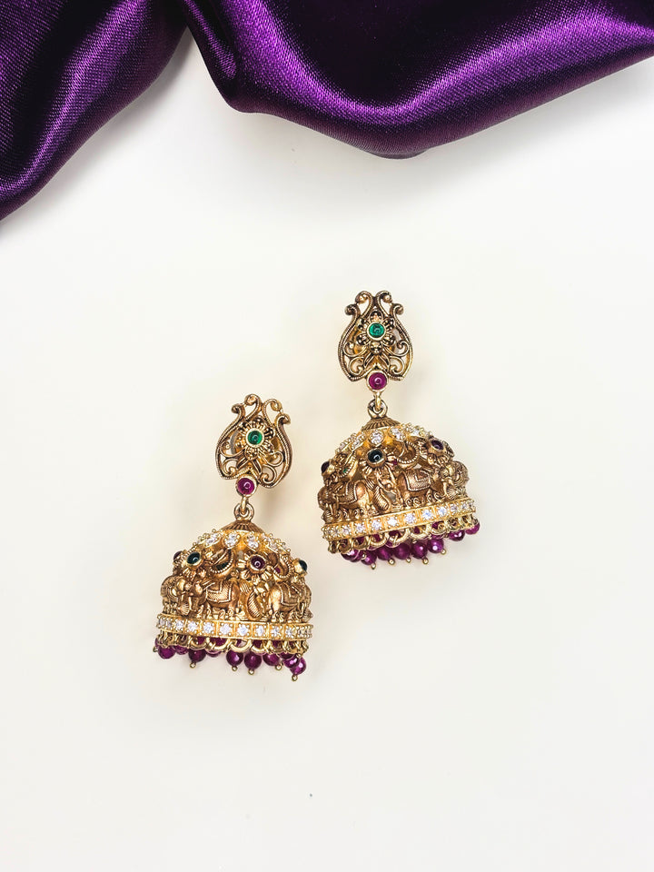 Gajraj Red Bead Jhumkas