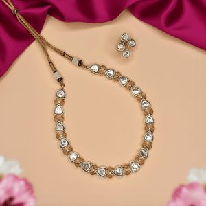 Handcrafted Elegant Zircon Stone Necklace Set with Earring - HS925