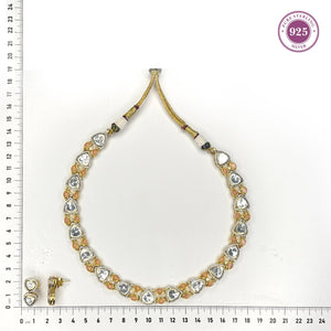 Handcrafted Elegant Zircon Stone Necklace Set with Earring - HS925