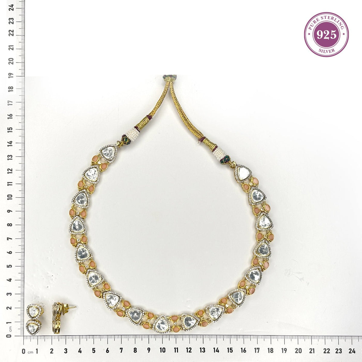 Handcrafted Elegant Zircon Stone Necklace Set with Earring - HS925