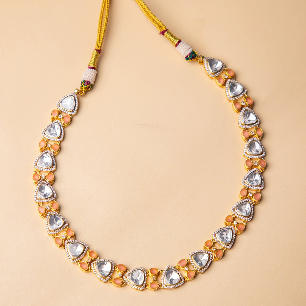 Handcrafted Elegant Zircon Stone Necklace Set with Earring - HS925