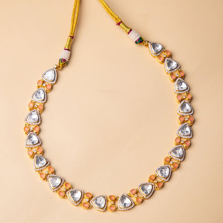 Handcrafted Elegant Zircon Stone Necklace Set with Earring - HS925