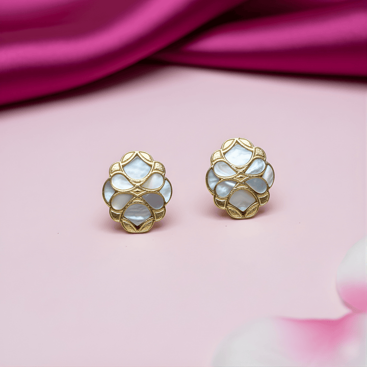 Handcrafted Mother of Pearl Stud Earrings - HS925