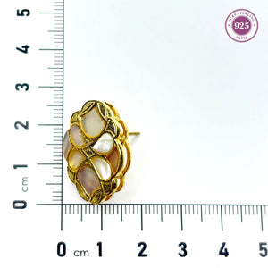 Handcrafted Mother of Pearl Stud Earrings - HS925