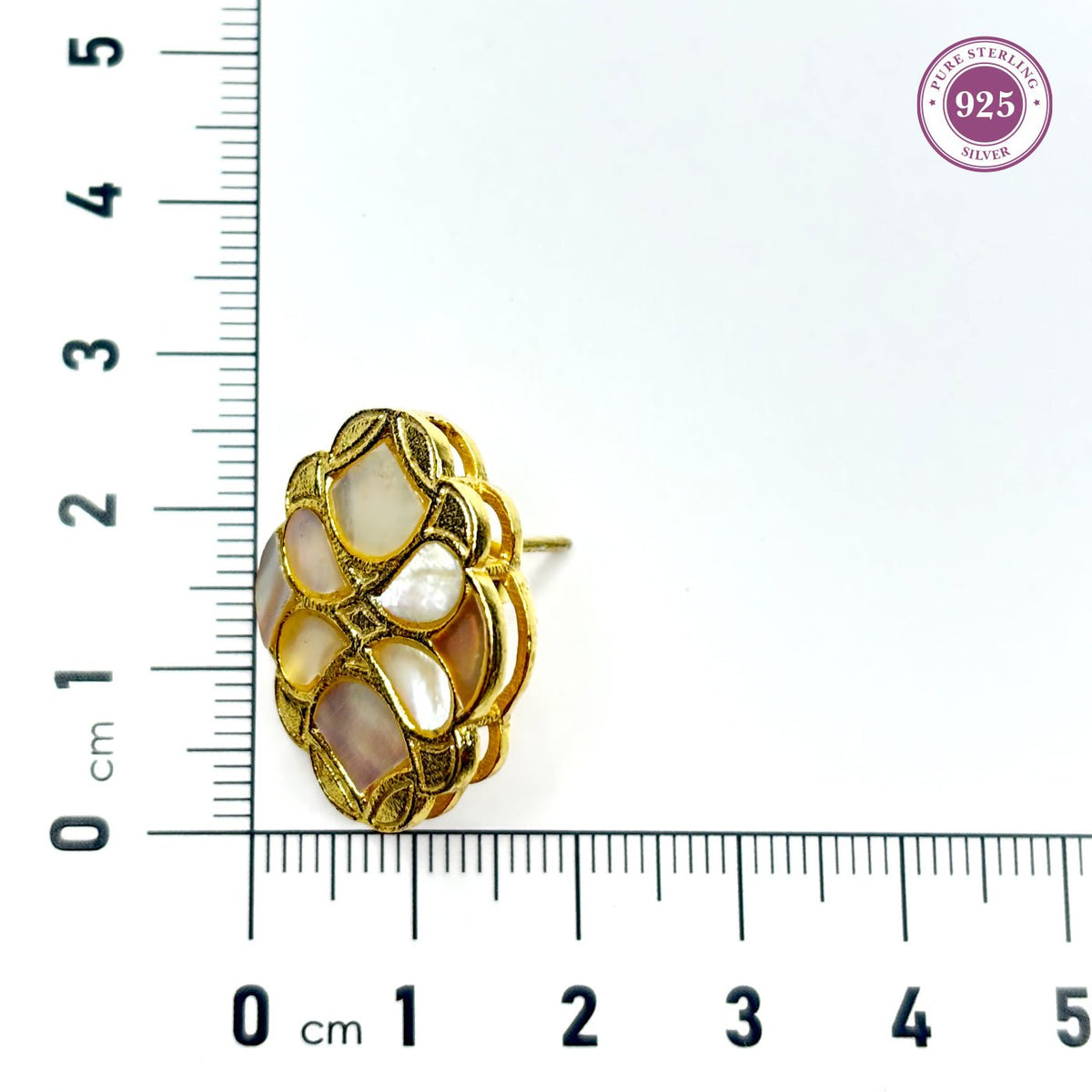 Handcrafted Mother of Pearl Stud Earrings - HS925