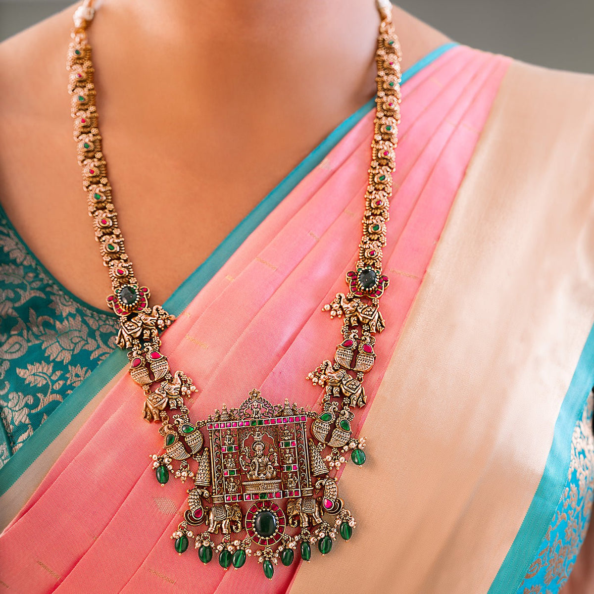 Lakshmi Devi Nakshi Necklace Set - HS925