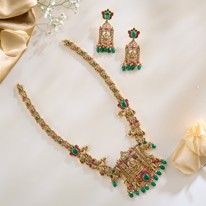 Lakshmi Devi Nakshi Necklace Set - HS925
