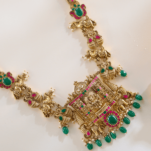 Lakshmi Devi Nakshi Necklace Set - HS925