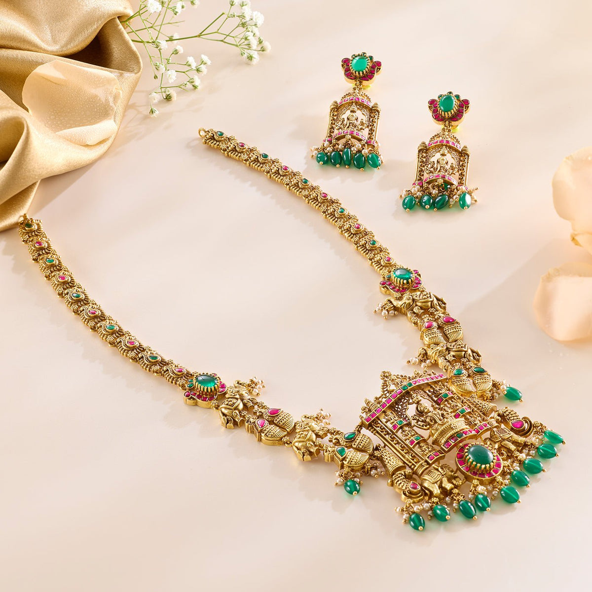 Lakshmi Devi Nakshi Necklace Set - HS925