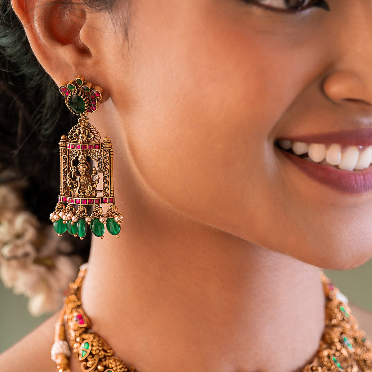 Lakshmi Devi Nakshi Necklace Set - HS925