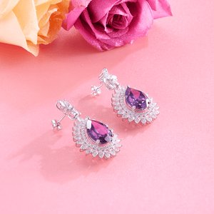 Lavender Gleam Teardrop Purple Necklace & Earring Set - HS925