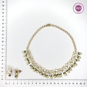 Luminous Golden Pearl Polki Necklace Set with Moissanite - HS925
