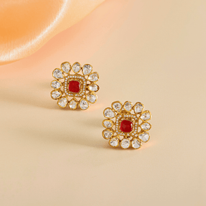 Majestic Layers Red Polki Pendant Necklace - HS925