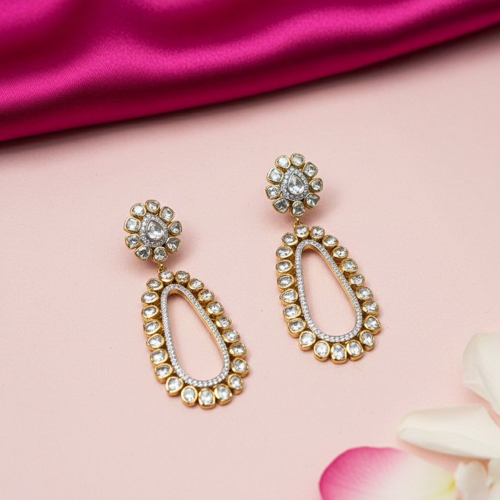 Exquisite Handcrafted Grandeur Polki Earrings