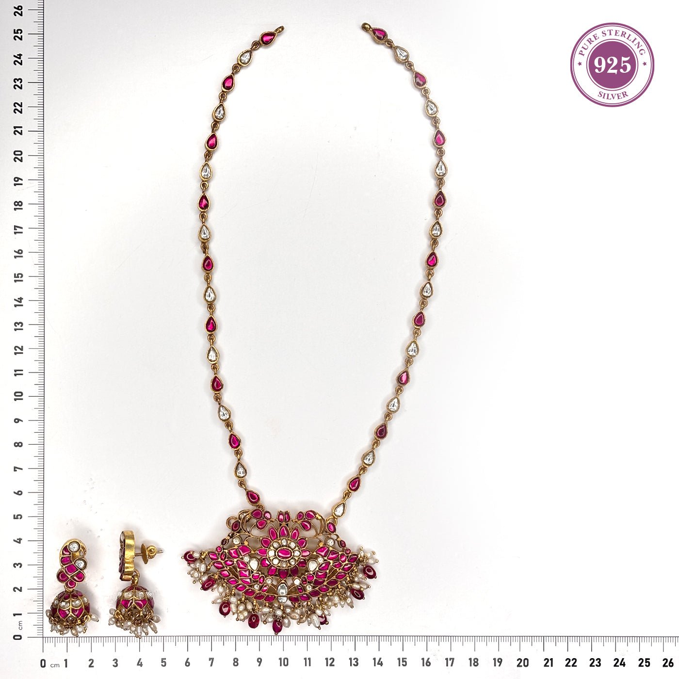 Ornate Pink Kundan Necklace Set - HS925