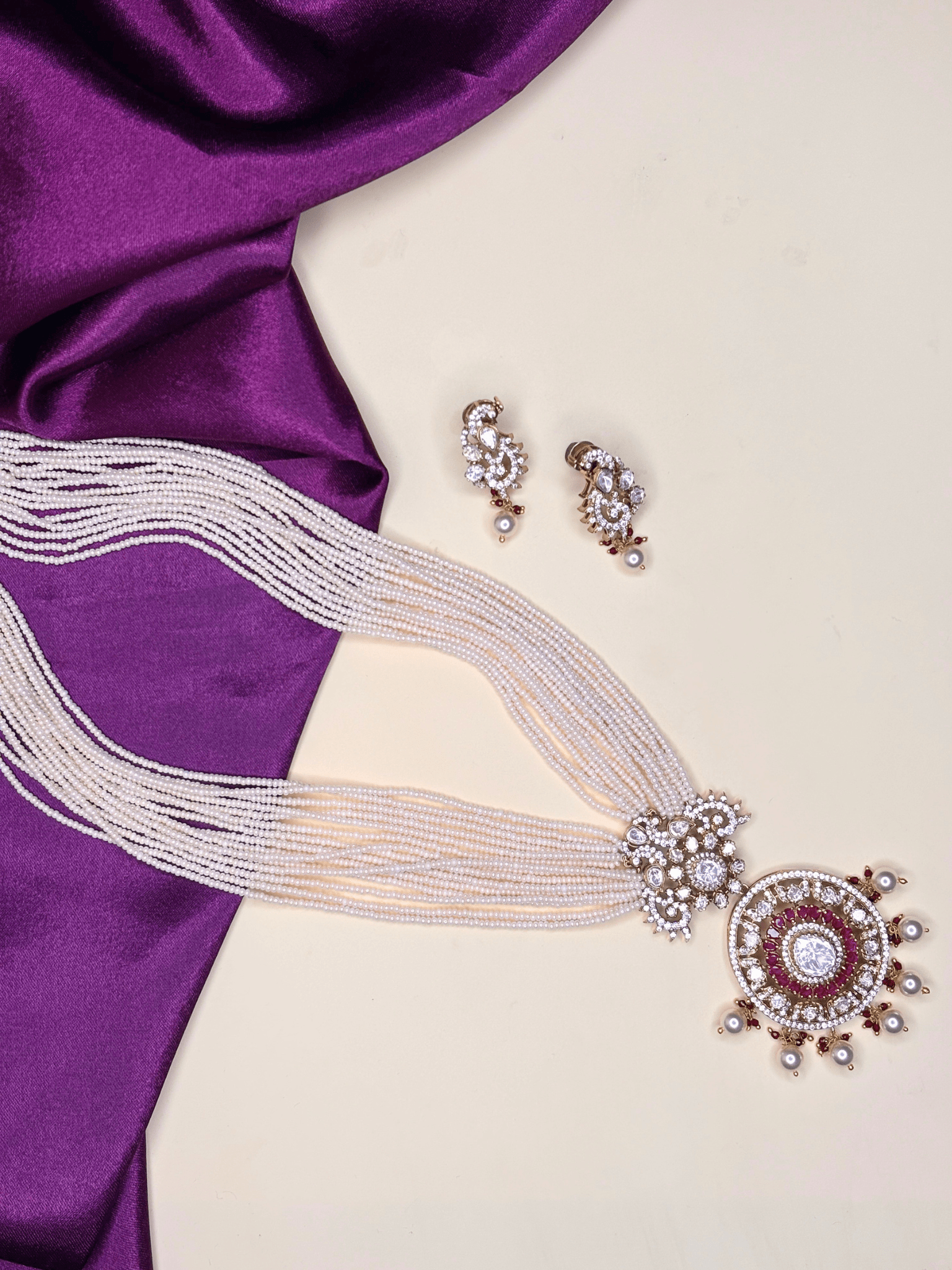 Pearl Mayura Necklace Set - HS925