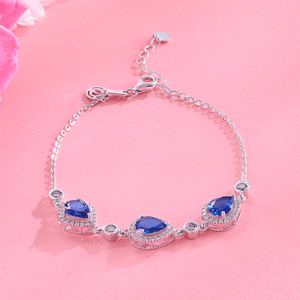 Radiant Blue Stone Necklace Set - HS925