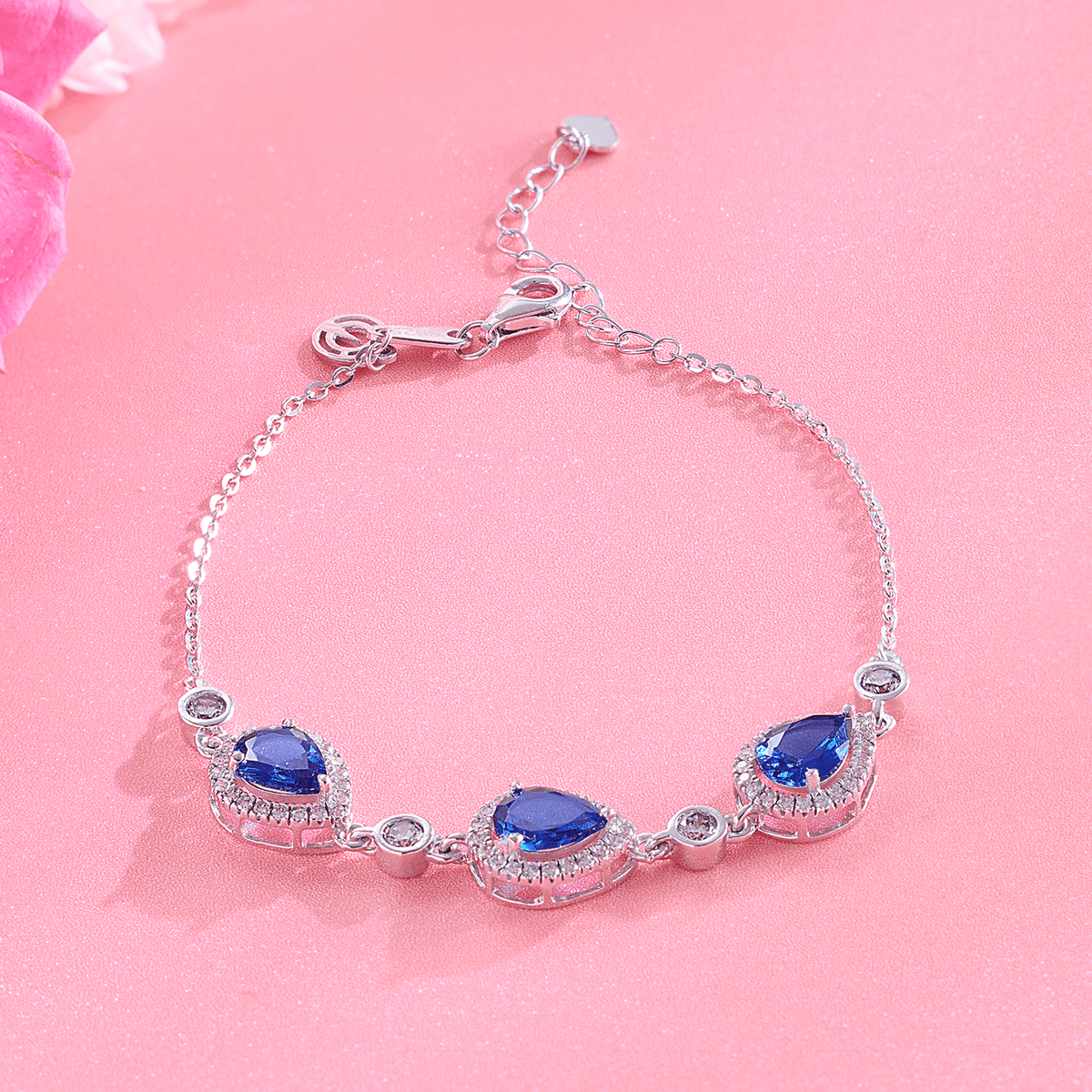 Radiant Blue Stone Necklace Set - HS925
