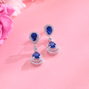 Radiant Blue Stone Necklace Set - HS925