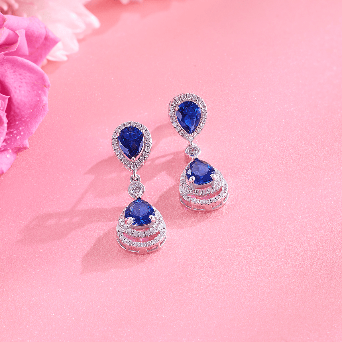 Radiant Blue Stone Necklace Set - HS925