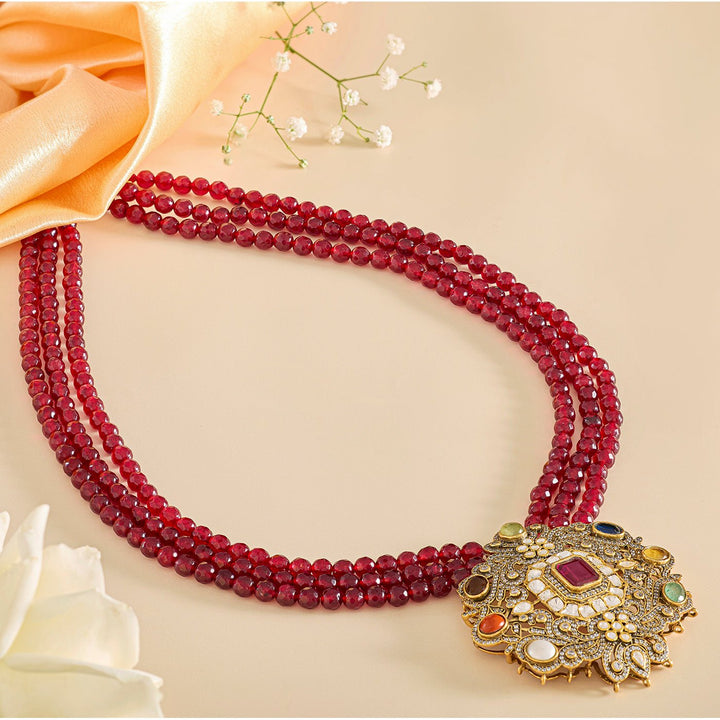 Radiant Legacy Victorian Navratan Gemstone Pendant - HS925