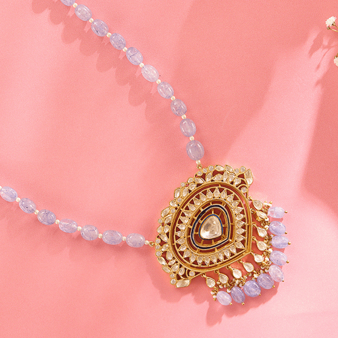 Radiant Purple Drop Pendant Mala - HS925