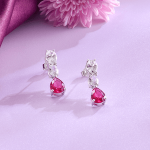 Radiant Red and White Cubic Zirconia Necklace Set - HS925