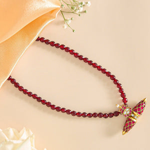 Red Kundan Pendant Mala - HS925