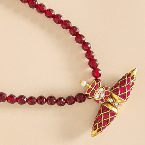 Red Kundan Pendant Mala - HS925