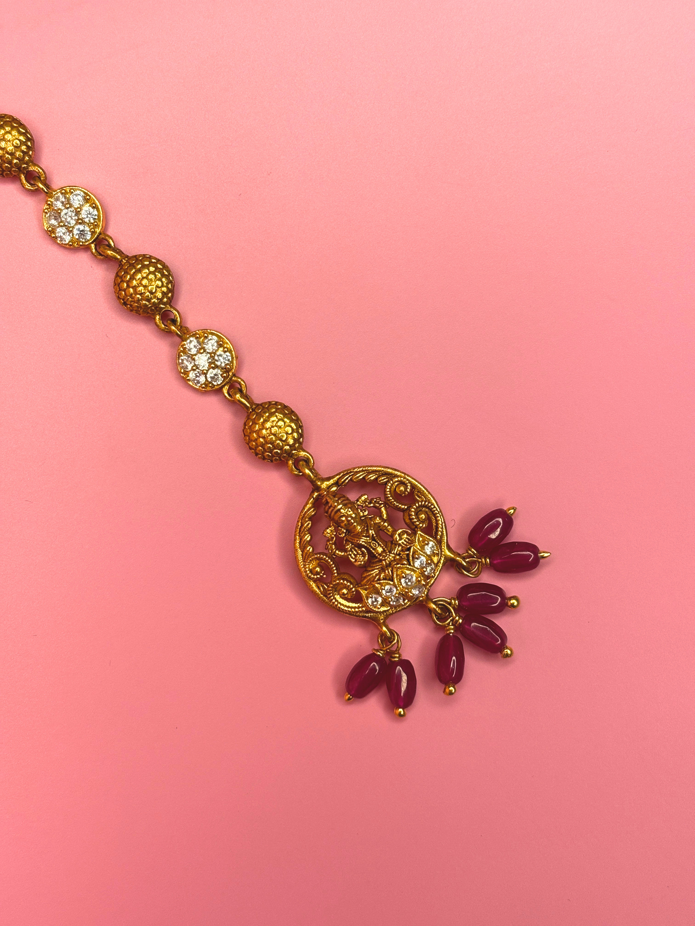 Lakshmi Red Bead Maang Tikka
