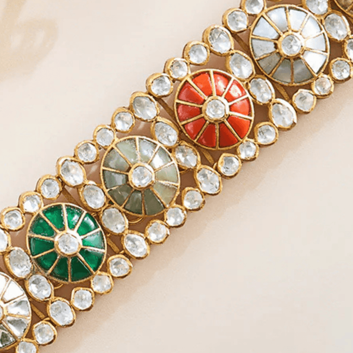Regal Mosaic Multicolor Choker Necklace Set - HS925