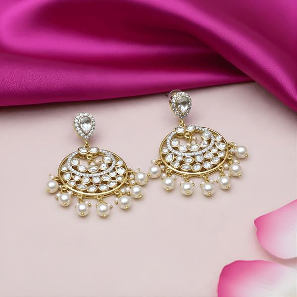 Regal Polki Chanbali Pearl Earrings - HS925