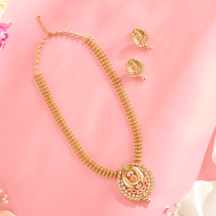 Regal Reflection Moissanite Long Necklace & Stud Set - HS925