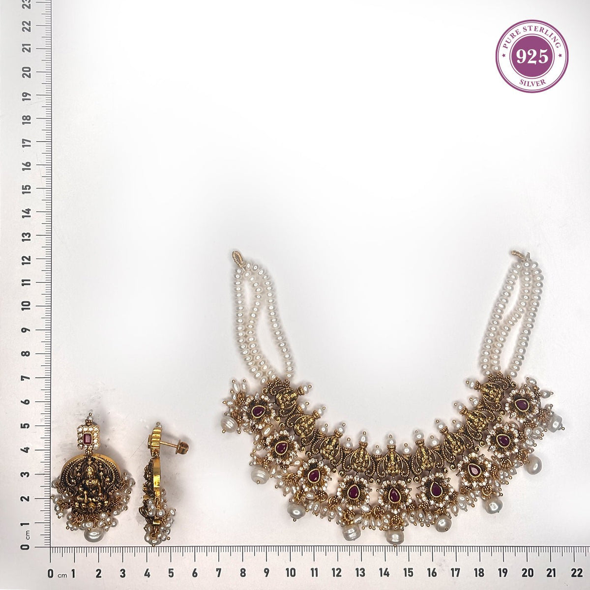 Temple Jewellery Pearl Necklace Set - HS925