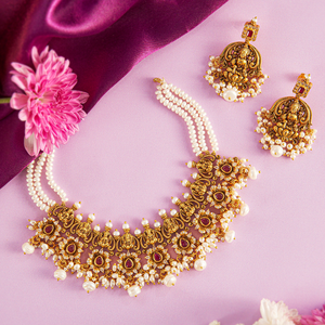Temple Jewellery Pearl Necklace Set - HS925