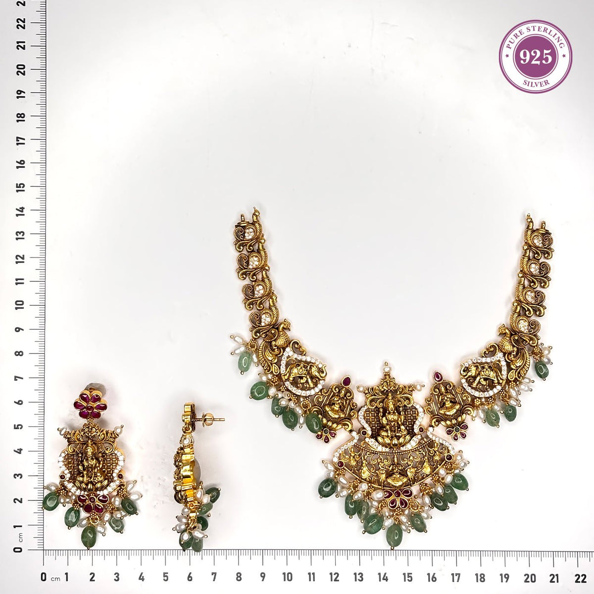 Timeless Lakshmi Antique Gold Short Necklace Set - HS925
