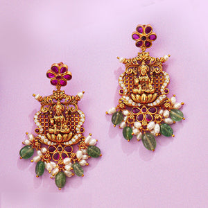 Timeless Lakshmi Antique Gold Short Necklace Set - HS925