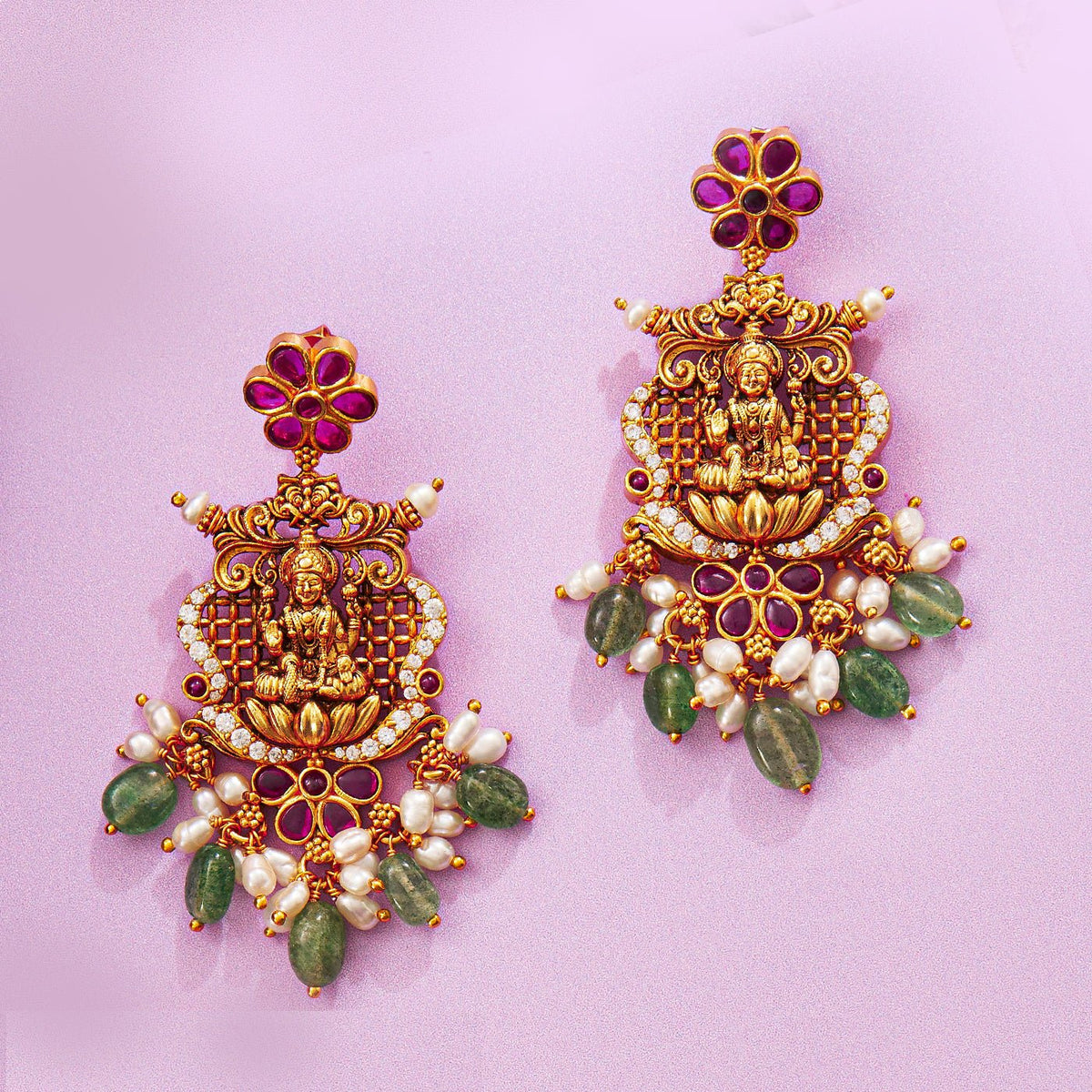 Timeless Lakshmi Antique Gold Short Necklace Set - HS925