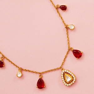 Timeless Red Stone Necklace Set - HS925