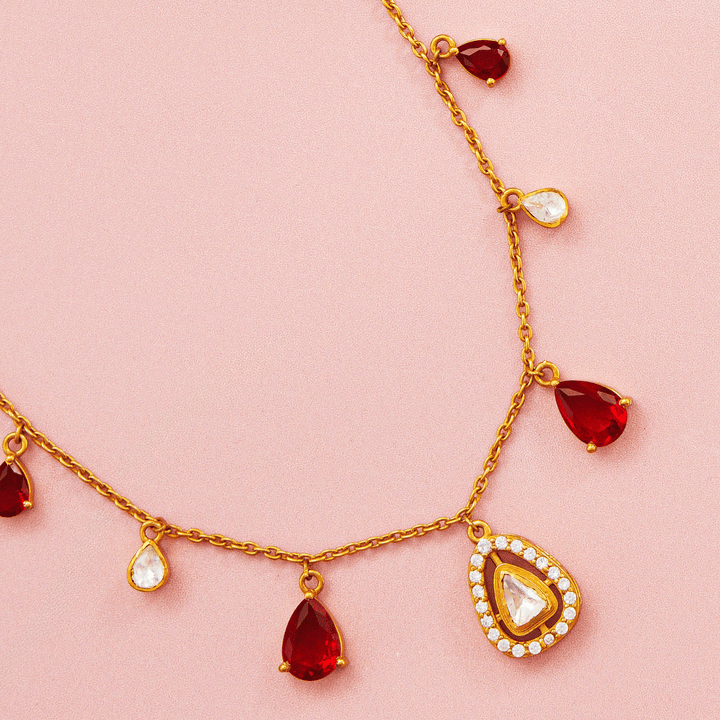 Timeless Red Stone Necklace Set - HS925