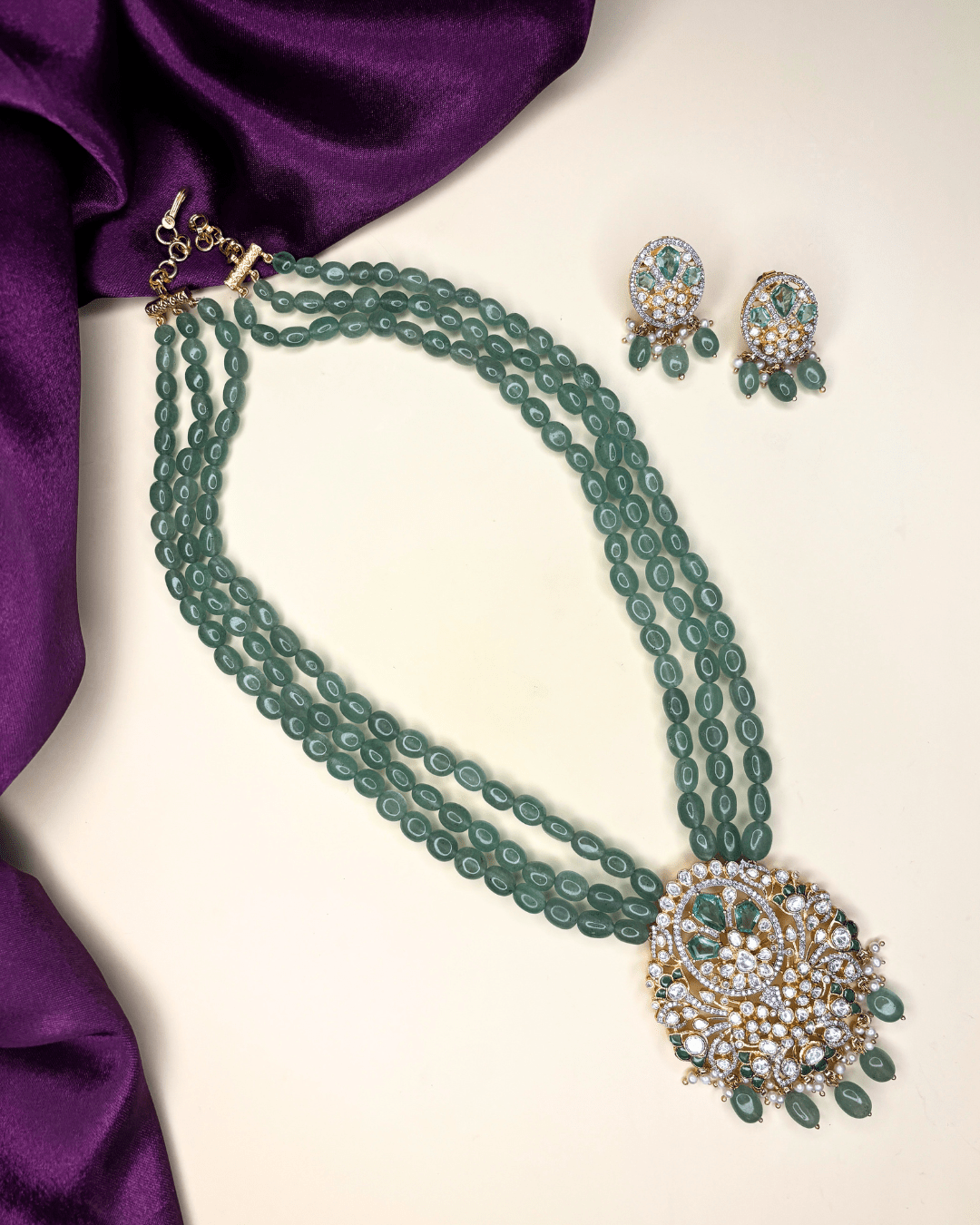 Vallari Polki Long Necklace Set - HS925