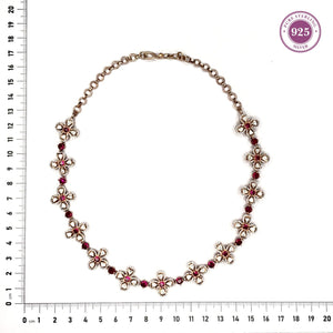 Victorian Stone Studded Necklace with Floral Design - HS925