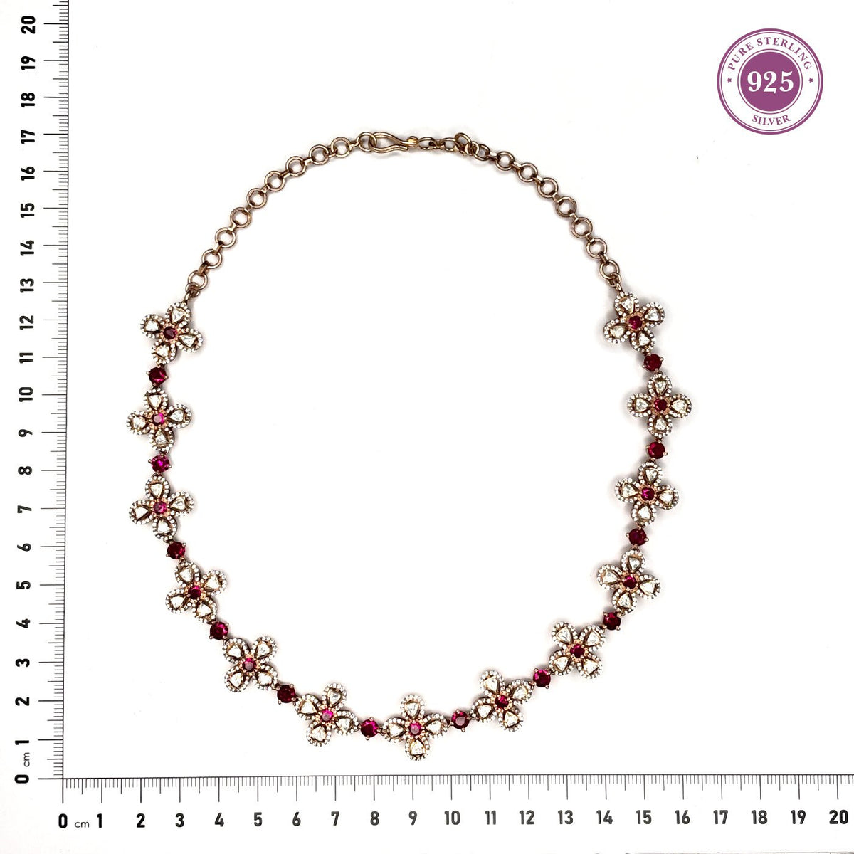 Victorian Stone Studded Necklace with Floral Design - HS925
