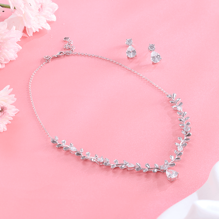 Whispers of Bloom Leaf Necklace Set - HS925