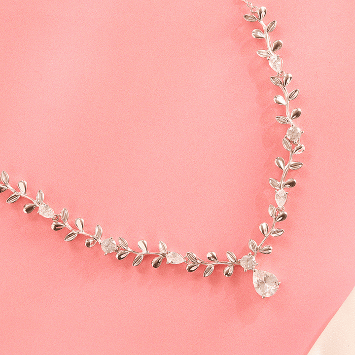 Whispers of Bloom Leaf Necklace Set - HS925